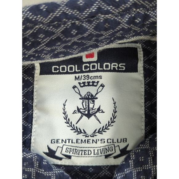 NWT Cool Colors Gentlemen Club Shirt M Blue Geometric Print Long Sleeve Casual - Picture 2 of 15
